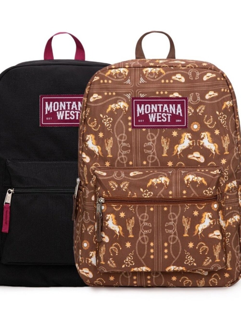 Montana West Western Horse Print Backpack -2Pcs Set - Coffee